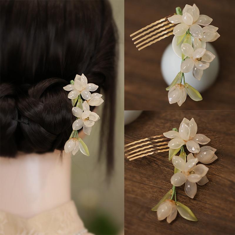 1Pcs Cool Jade Orchid Flower H - Hanbok Hair Pin review and price