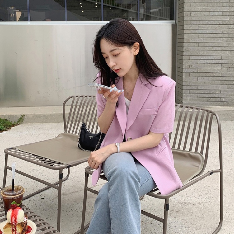 Women's Short Sleeve Suit Jack - Korean Daily Lifestyle review and price