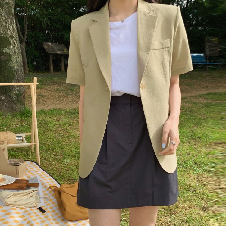 Women's Short Sleeve Suit Jack - Korean Daily Lifestyle review and price