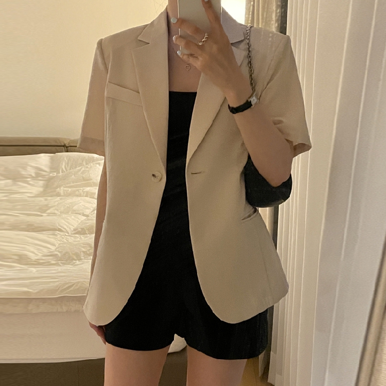 Women's Short Sleeve Suit Jack - Korean Daily Lifestyle review and price